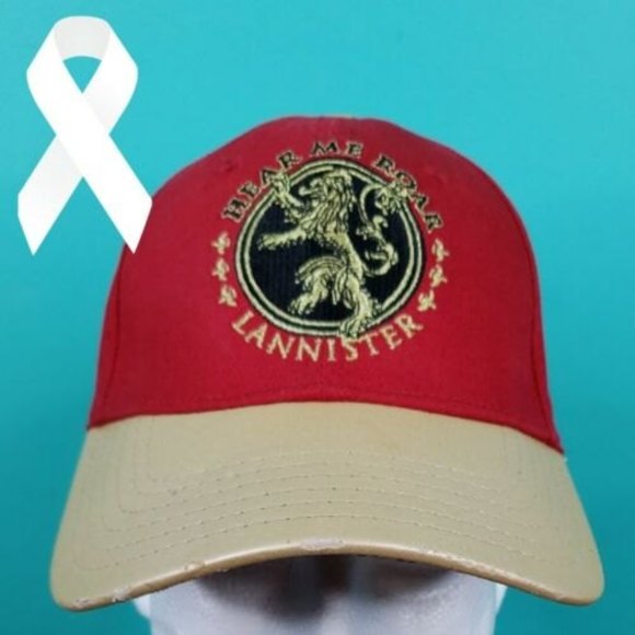 Game Of Thrones Hat “Hear Me Roar” Lannister Adjustable Cap Red And Gold - Picture 1 of 10